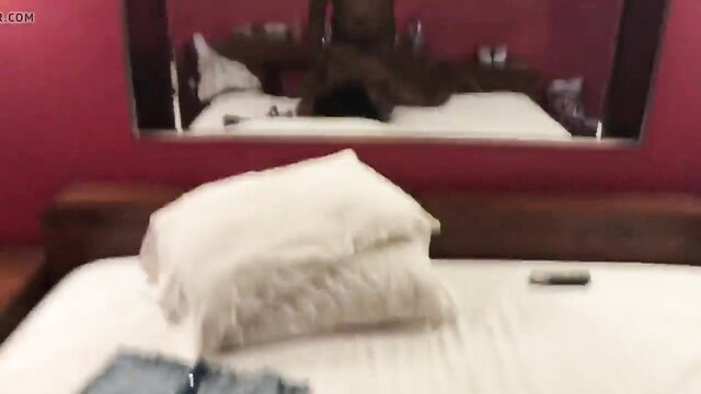 Ebony beauty Chocolate bx 304 poses nude on bed with teddy bear