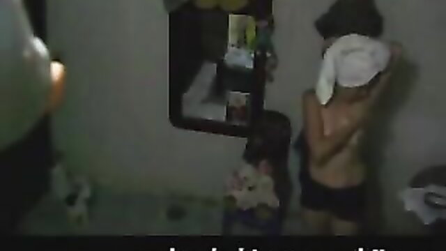 Skinny Latina teen neighbor daughter nude in bathroom with towel