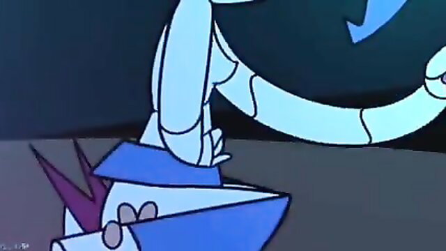Blue alien robot cartoon hentai posing seductively