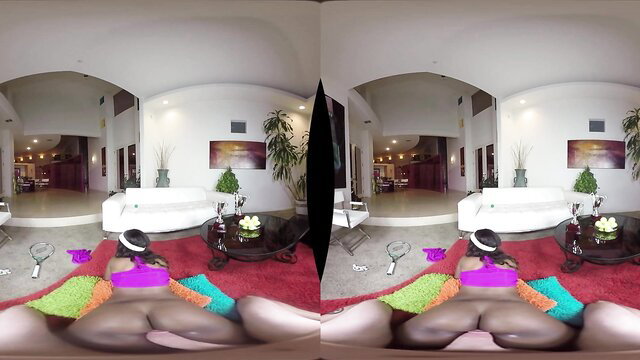 Thick black woman big ass in VR prone bone position compilation