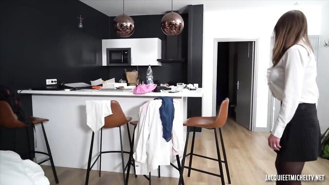 Sixtine Rochebonne 43yo French MILF in white blouse and skirt glasses