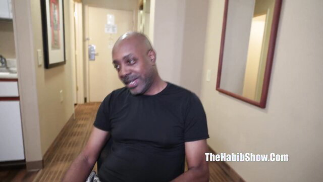 Bald Black Man Smiles in Hotel Room - Madison Lee Fox Adult Video