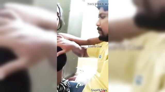 Tamil couple amateur webcam sex, man groping woman's big tits closeup