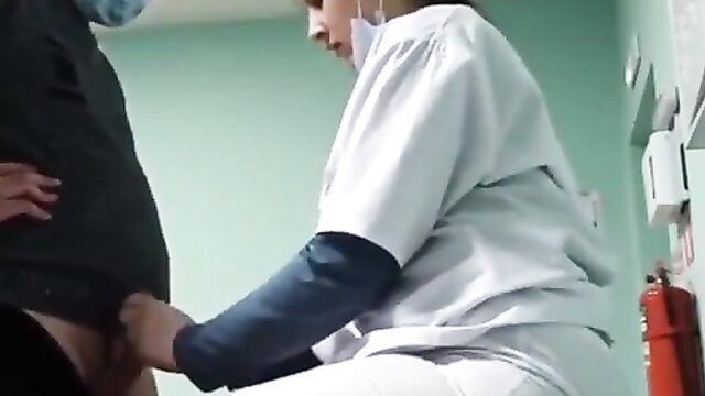 Arab nurse in scrubs handjobs pregnant patient doctor clinic