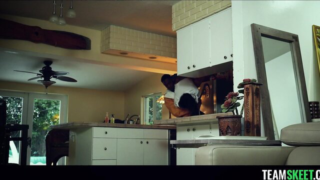 XxLayna Marie sucks cock in kitchen with Candyman's Killer Shaft