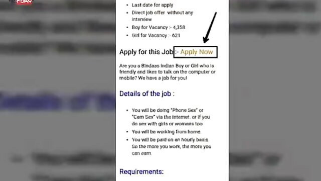 Indian job ad scam thumbnail for cam sex with blindfolded boy or girl