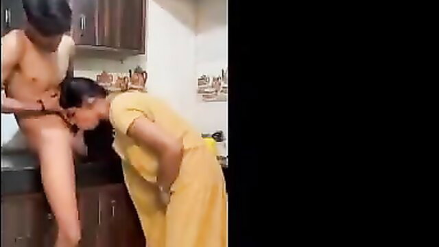 Desi Indian amateur couple kitchen sex, nude guy fucking bent over woman