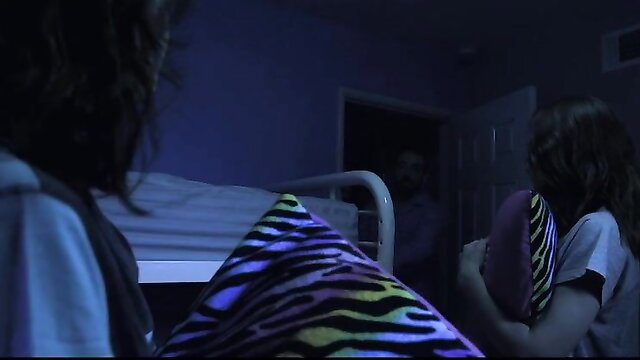 Teen girls in pillow fight at sleepover, Family Strokes pillow biters