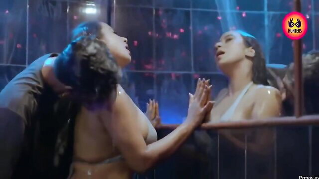 Hot Indian MILF wet bath sex with man, steamy couple foreplay