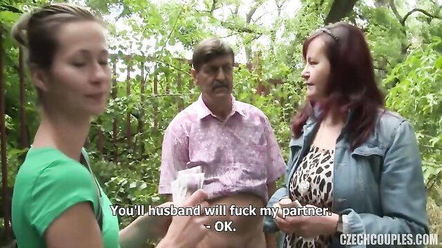 Blonde wife offers green dress swap: your husband fucks my partner Czech couples threesome