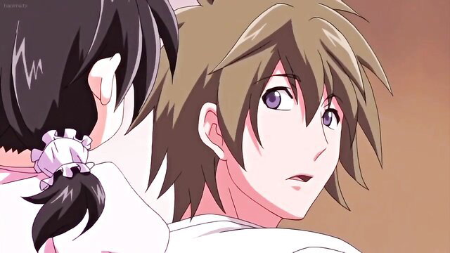 Mizuki-chan embraces guy from behind in hot Lo Re hentai scene