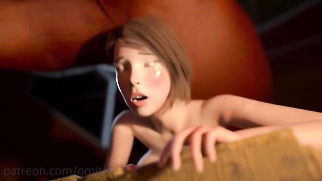 Teen girl with brown hair fucked by huge horse cock in hentai porn