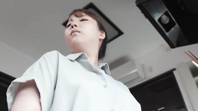 Kurumi Tamaki in GMA-039 bondage training, collared wife looks up teasingly