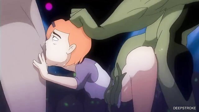 Gwen fucked by green alien monster in hentai porn