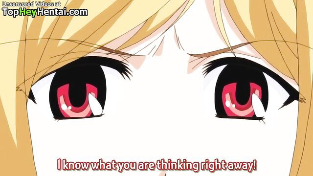 Blonde hentai teen with massive tits knows what you're thinking, red eyes stare