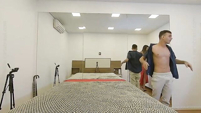 TS Goddess Carla Brasil with men in bedroom, big cock tranny ass destroy