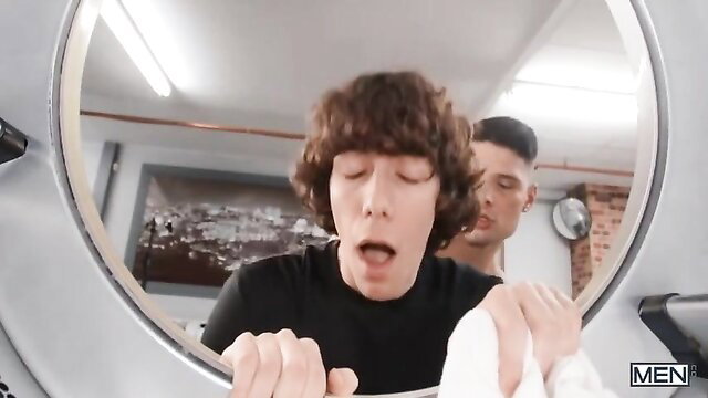 Malik Delgaty rams hairy twink in public mirror sex HD gay porn