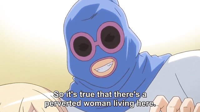 Blue-hooded anime pervert character in hentai eroge game screenshot