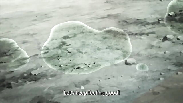 Shishunki hentai girl with green cum puddles, feeling good ecstasy