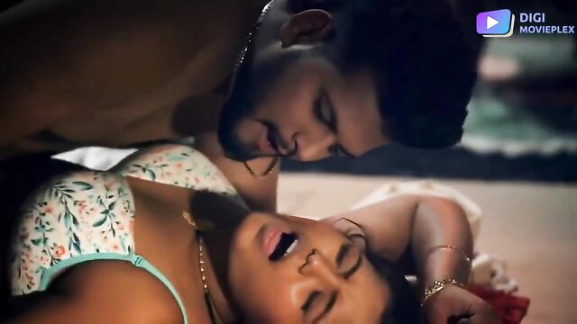 Hot Indian couple in steamy outdoor kiss, lingerie tease