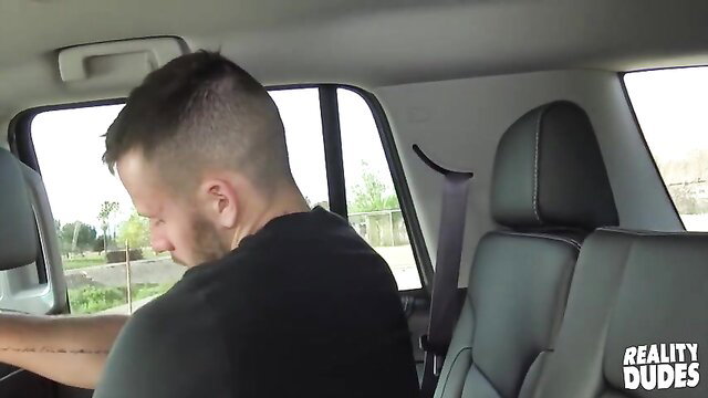 Matt in car backseat gay sex thumbnail from MrGay.com