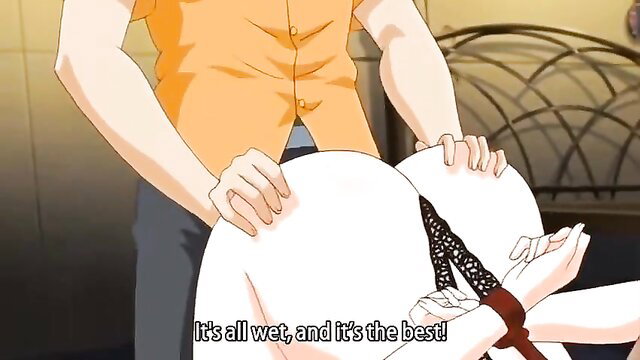 Hentai girl bound in lingerie with huge wet ass groped by man