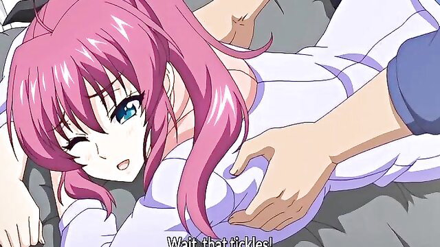 Pink-haired hentai girl groped by hand in Kyousei 3 scene