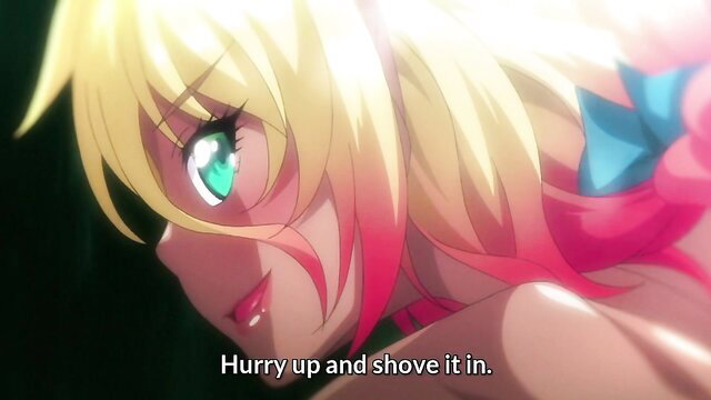 Blonde elf girl with green eyes demands 'Hurry up and shove it in' hentai closeup