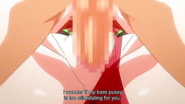 Busty hentai anime girl teases bare pussy closeup