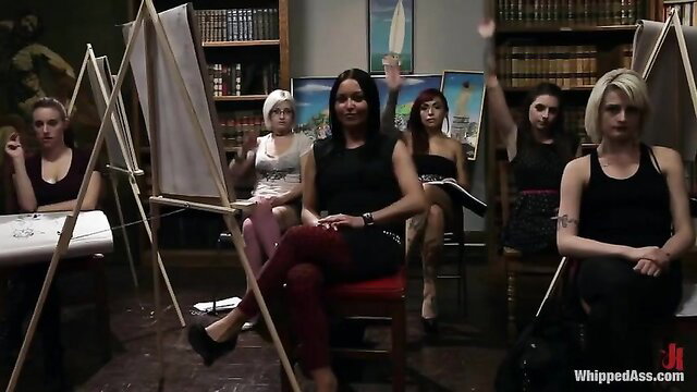 Julia Ann dominates blondes Haley Wilde & Missy Minks in Whipped Ass art class BDSM