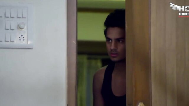 Hot Indian guy peeking from door in tank top, Chaahat Hotshots HD porn thumbnail