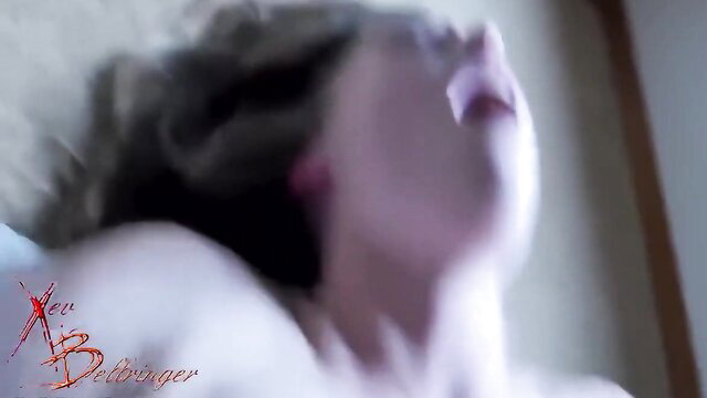 Xev Bellringer milf closeup moan, blonde hair ecstasy face