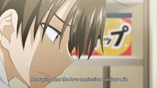 Anime guy shocked hearing love confession was a lie in hentai sex scene