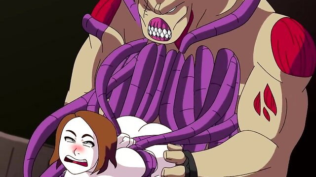 Resident Evil monster tentacles ravaging busty woman's ass in hentai porn
