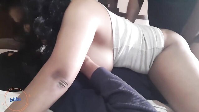 Busty ebony Karisma in steamy Indian threesome DP with 2 cocks