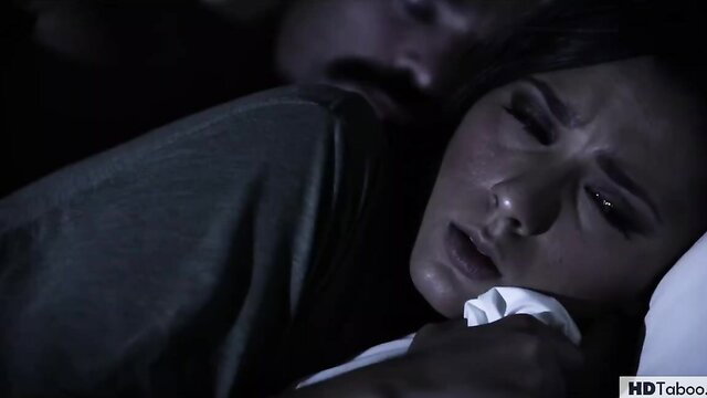 Jaye Summers crying in bed, pounded by daddy's older buddy forbidden lust