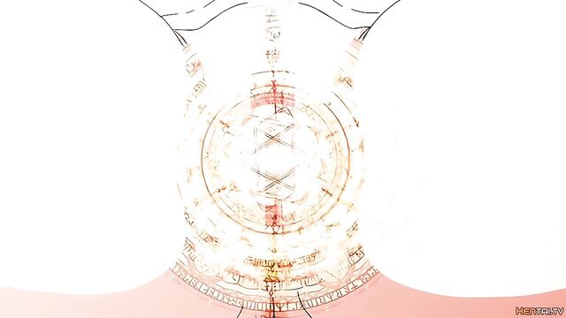 Hentai big tits girl with glowing throat chakra mandala necklace