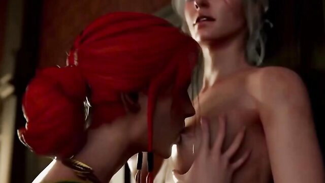 Yennefer from The Witcher in a sensual scene