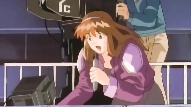 Anime boy with glasses and spiky green hair in blue uniform serious closeup