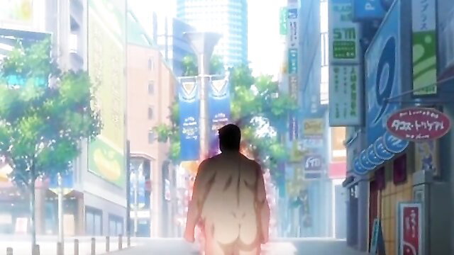 Anime girl Christhea bares huge ass in public flashing Tokyo street