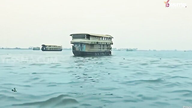 MILF houseboat cruise on serene backwaters, exotic forest sounds adventure