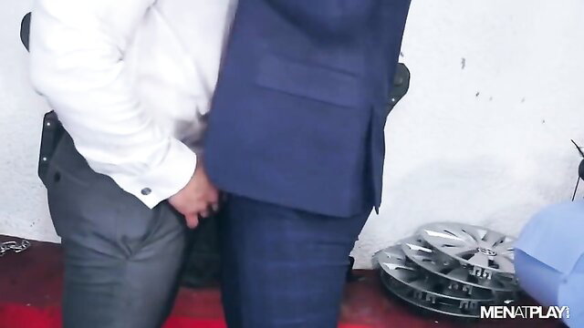 Sir Peter gropes Diego Reyes in suits gay porn teaser