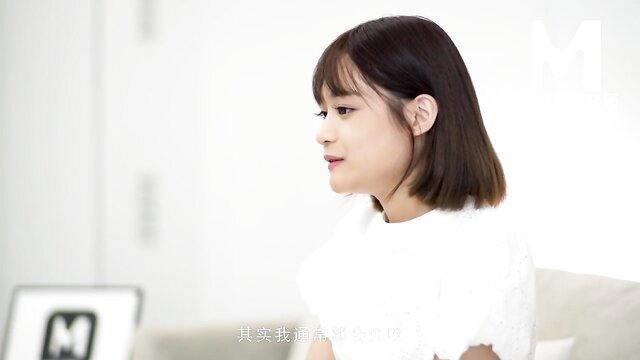 Cute Asian bob haircut girl in white blouse, soft JAV interview closeup