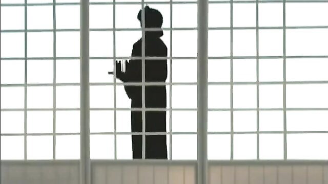 Silhouette of bride in wedding dress behind bars in hentai video thumbnail