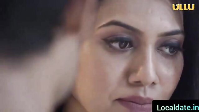 Indian beauty with smoky eyes in closeup intimate gaze from Ullu adult video