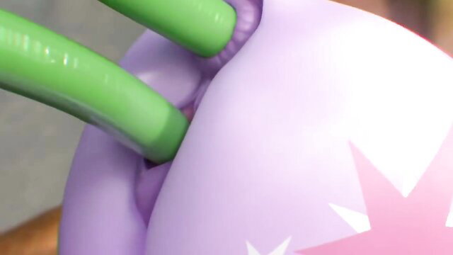 Pink inflatable pony hentai with green tubes in explicit rave HMV PMV