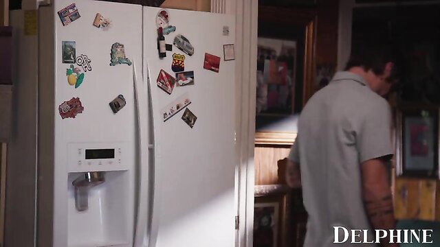 Christie Stevens in Delphine porn scene by fridge