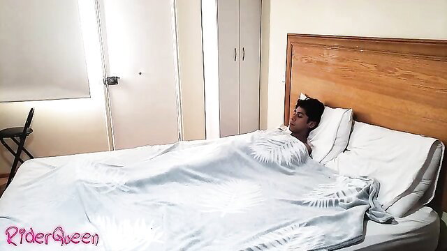 Hot Indian stepson sleeping nude under sheets in steamy stepmom anal vid