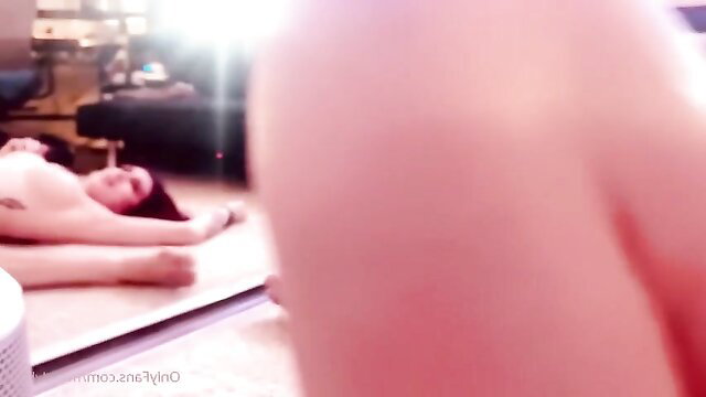 Beautiful young tgirl nude on floor, sexy ass up in homemade POV tease