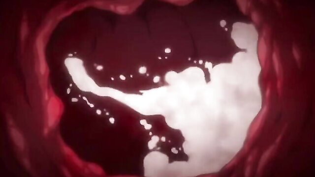 Hentai vixen gulping thick cum inside red wet pussy closeup